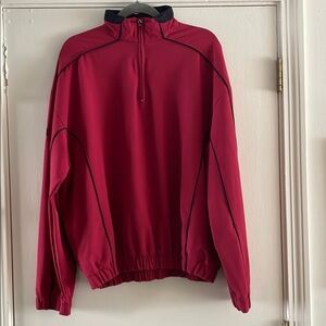 Straight Down Red and Black Performance Jacket with Soft Fleece Texture